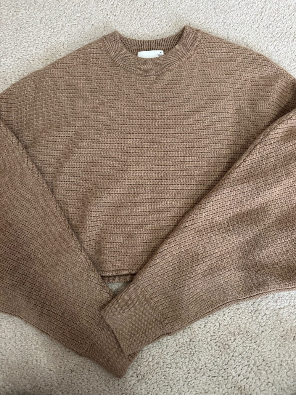 Wilfred Ribbed Crewneck Sweater in Light Brown